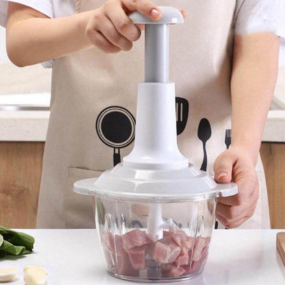 [🚚 Free Delivery!] 4-in-1 Manual Hand Push Chopper | Multi-Functional Vegetable Chopper & Meat Grinder – 1.5L (Random Color) 🔥