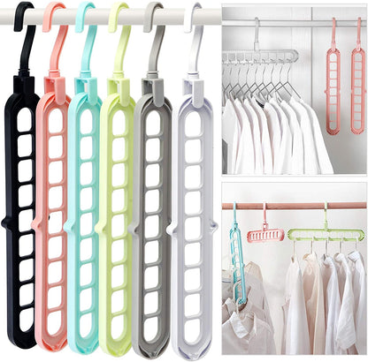 9 Hole Hangers Wardrobe Organizers, Multiple Clothes Hangers Closet Organizer Space Saving Sturdy Plastic Hangers For Home College Dorm Room Essentials For Wardrobe - The Home Havens