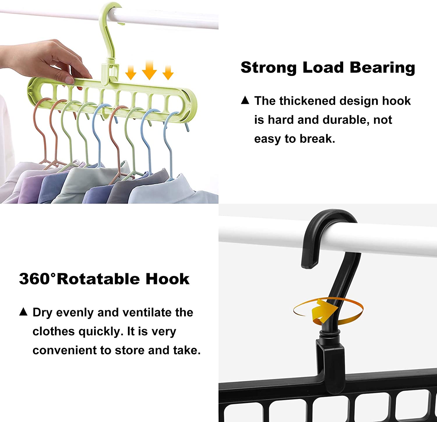 9 Hole Hangers Wardrobe Organizers, Multiple Clothes Hangers Closet Organizer Space Saving Sturdy Plastic Hangers For Home College Dorm Room Essentials For Wardrobe - The Home Havens