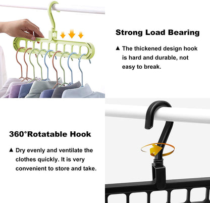 9 Hole Hangers Wardrobe Organizers, Multiple Clothes Hangers Closet Organizer Space Saving Sturdy Plastic Hangers For Home College Dorm Room Essentials For Wardrobe - The Home Havens