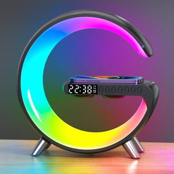 G63 Rgb Light Bluetooth Speaker With 10w Wireless Charging 4 In 1 Led Atmosphere Rgb Night Light Alarm Clock Desk Lamp Bluetooth Speaker Wireless Charging Modern - The Home Havens