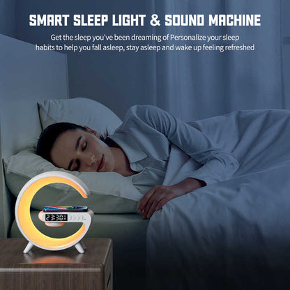 G63 Rgb Light Bluetooth Speaker With 10w Wireless Charging 4 In 1 Led Atmosphere Rgb Night Light Alarm Clock Desk Lamp Bluetooth Speaker Wireless Charging Modern - The Home Havens