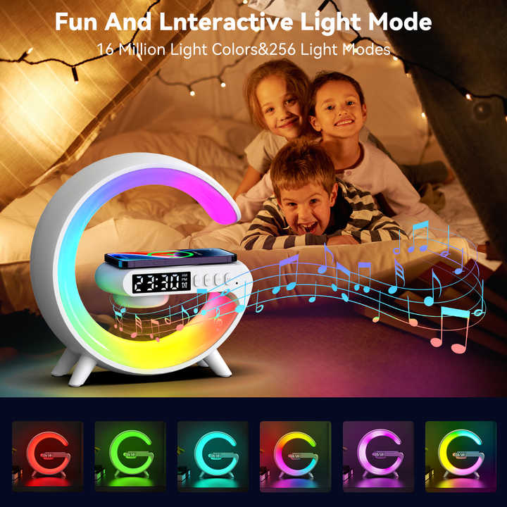 G63 Rgb Light Bluetooth Speaker With 10w Wireless Charging 4 In 1 Led Atmosphere Rgb Night Light Alarm Clock Desk Lamp Bluetooth Speaker Wireless Charging Modern - The Home Havens