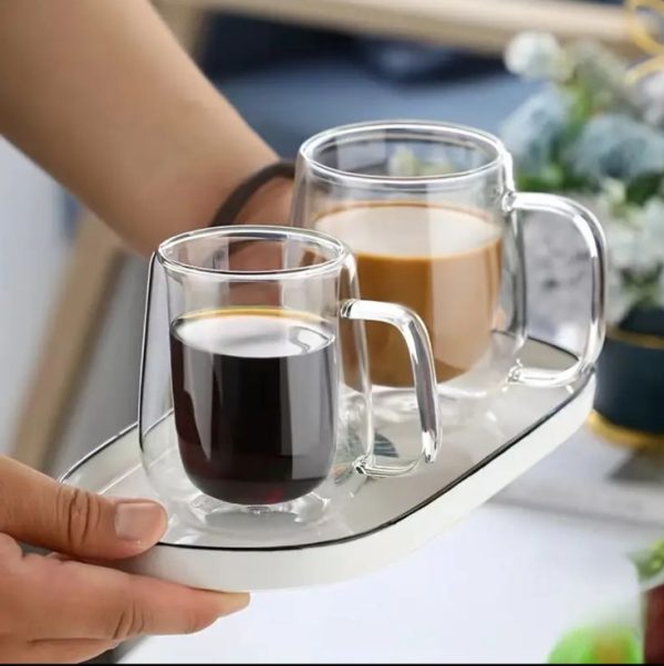 1 Piece Double Wall Glass With Handle – Heat Resistant Coffee, Tea & Drink Mug (random Colors & Random Design) - The Home Havens