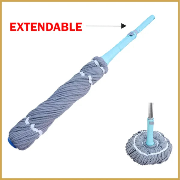 Extendable Twist Mop Fine Fiber Floor Mop – 2-in-1 Rotatable Adjustable Mop | 360-degree Fine Fiber Fabric Self-twisting Dehydrated Mop | Hard Floor Cleaning Mop | Self-twisting Torque Mop For Cleaning Walls - The Home Havens