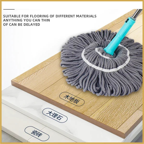 Extendable Twist Mop Fine Fiber Floor Mop – 2-in-1 Rotatable Adjustable Mop | 360-degree Fine Fiber Fabric Self-twisting Dehydrated Mop | Hard Floor Cleaning Mop | Self-twisting Torque Mop For Cleaning Walls - The Home Havens