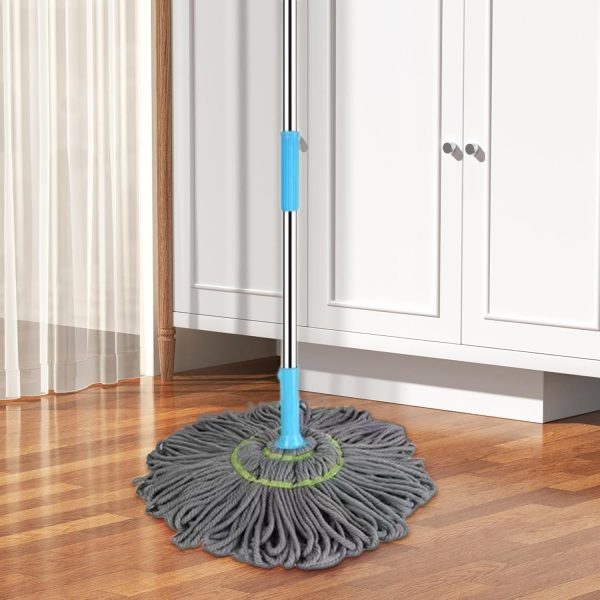 Extendable Twist Mop Fine Fiber Floor Mop – 2-in-1 Rotatable Adjustable Mop | 360-degree Fine Fiber Fabric Self-twisting Dehydrated Mop | Hard Floor Cleaning Mop | Self-twisting Torque Mop For Cleaning Walls - The Home Havens