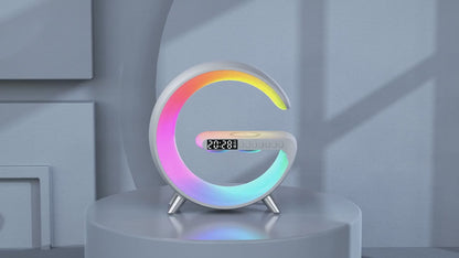 G63 Rgb Light Bluetooth Speaker With 10w Wireless Charging 4 In 1 Led Atmosphere Rgb Night Light Alarm Clock Desk Lamp Bluetooth Speaker Wireless Charging Modern