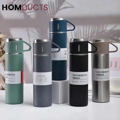 Premium Stainless Steel Vacuum Flask Set | Keeps Drinks Hot/Cold upto 6 hours! ☕ [🚚 Free Delivery + 44% OFF! 🔥]